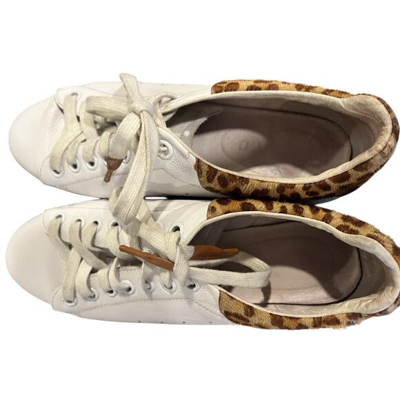 Anthropologie Silent D Siobahn Sneaker White Cheetah Leather Size EU 40, US 9 - Picture 4 of 11